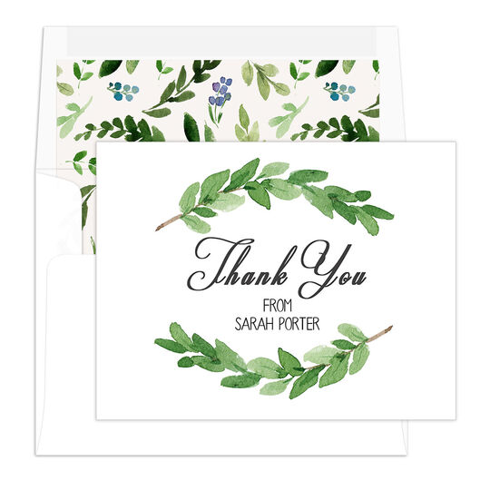 Two Sprigs Folded Thank You Note Cards